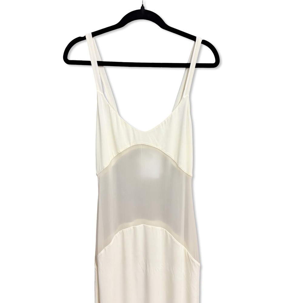 HELSA Sheer Knit Curve Maxi Dress Vanilla White Jersey gown Revolve $498 L - Picture 5 of 12